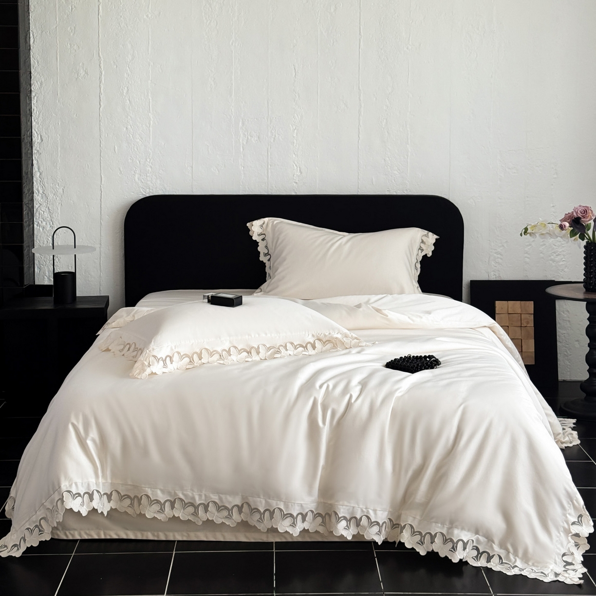 （总）若未家居 LOVEWE HOUSE 2025新款50S长绒棉意式镂空轻奢蝴蝶四件套-爱蝶飞