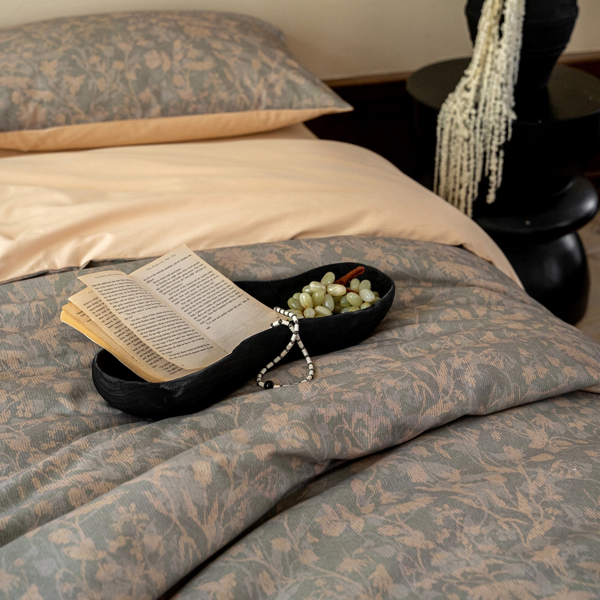 91家纺网 家纺一手货源 找家纺 禾时 2025新款全棉贡缎磨毛数码印花四件套 莳萝-绿