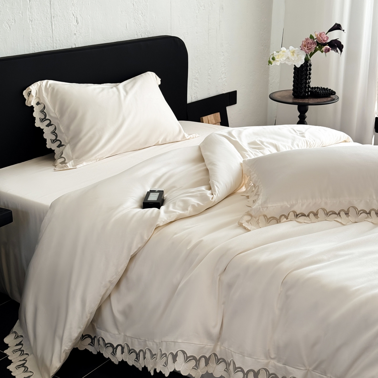 91家纺网 家纺一手货源 找家纺 （总）若未家居 LOVEWE HOUSE 2025新款50S长绒棉意式镂空轻奢蝴蝶四件套-爱蝶飞