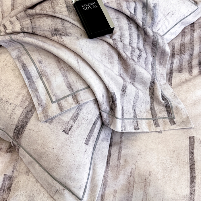 91家纺网 家纺一手货源 找家纺 2025年新款全棉长绒棉数码印花四件套 细闪画沙-咖