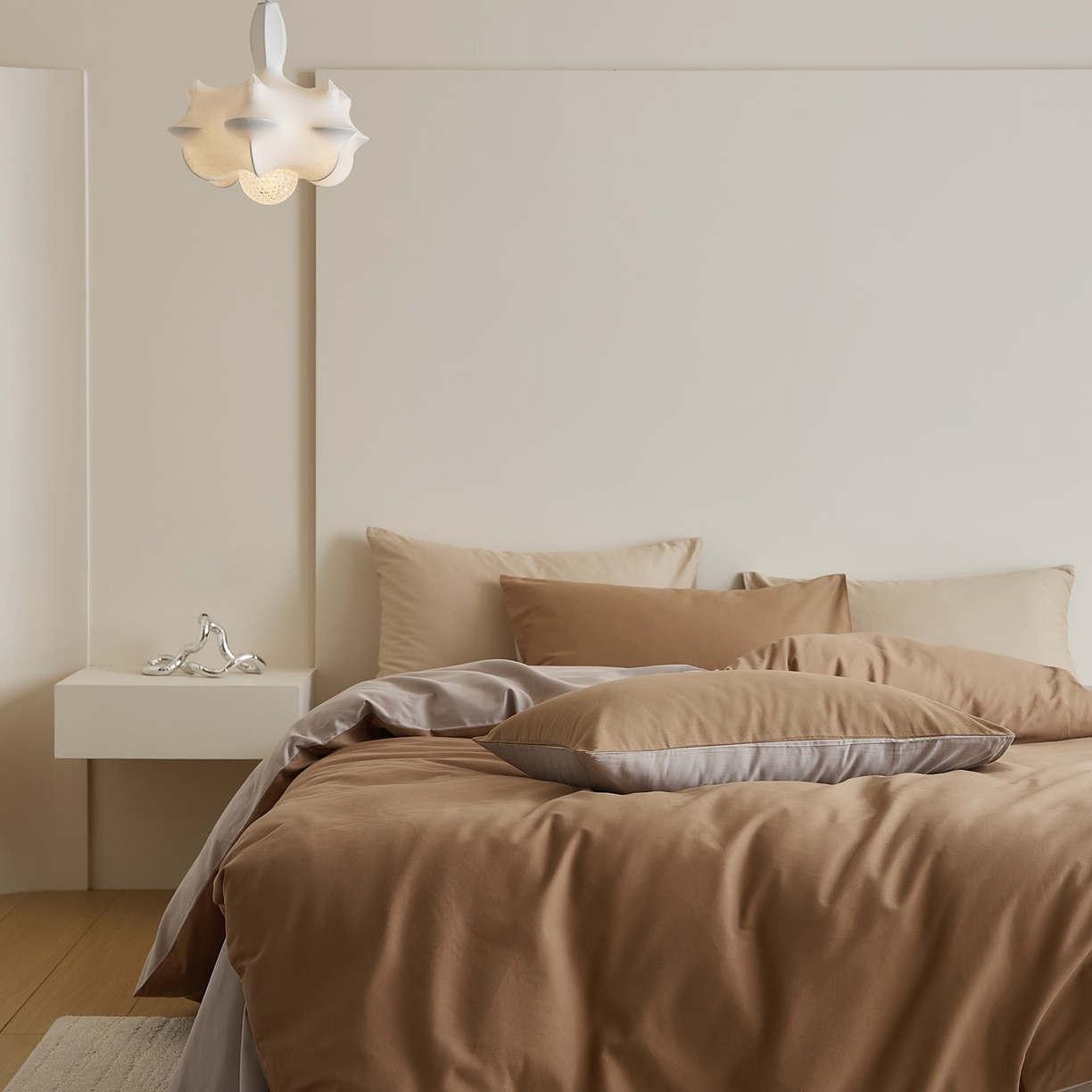 91家纺网 家纺一手货源 找家纺 （总）禾时 2025新款A类全棉纯棉贡缎磨毛双拼色四件套