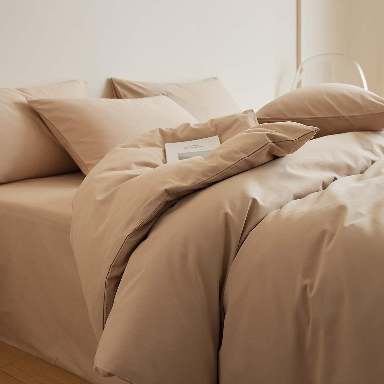 91家纺网 家纺一手货源 找家纺 （总）禾时 2025新款A类全棉纯棉贡缎磨毛双拼色四件套