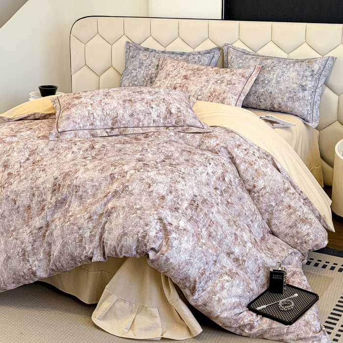 2025年新款全棉长绒棉数码印花四件套 淡雅清风-粉