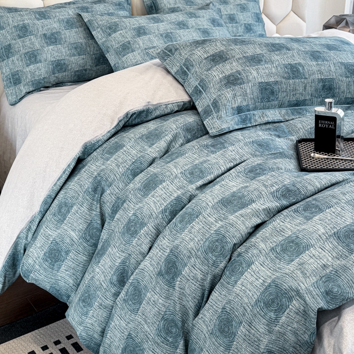 91家纺网 家纺一手货源 找家纺 2025年新款全棉长绒棉数码印花四件套 菲尔顿-蓝