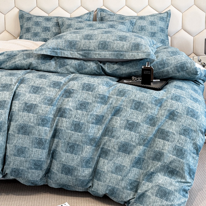 91家纺网 家纺一手货源 找家纺 2025年新款全棉长绒棉数码印花四件套 菲尔顿-蓝