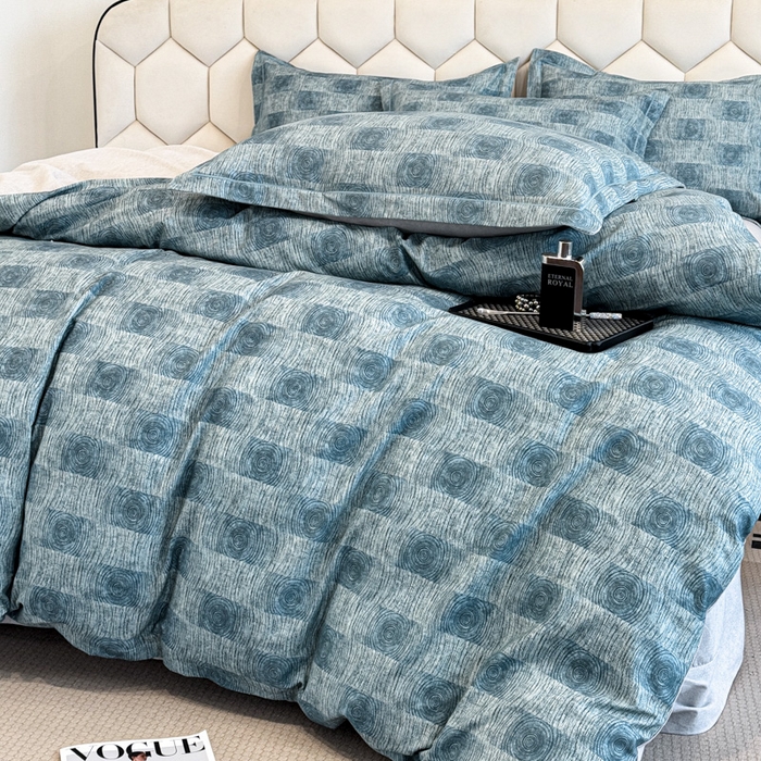 91家纺网 家纺一手货源 找家纺 2025年新款全棉长绒棉数码印花四件套 菲尔顿-蓝