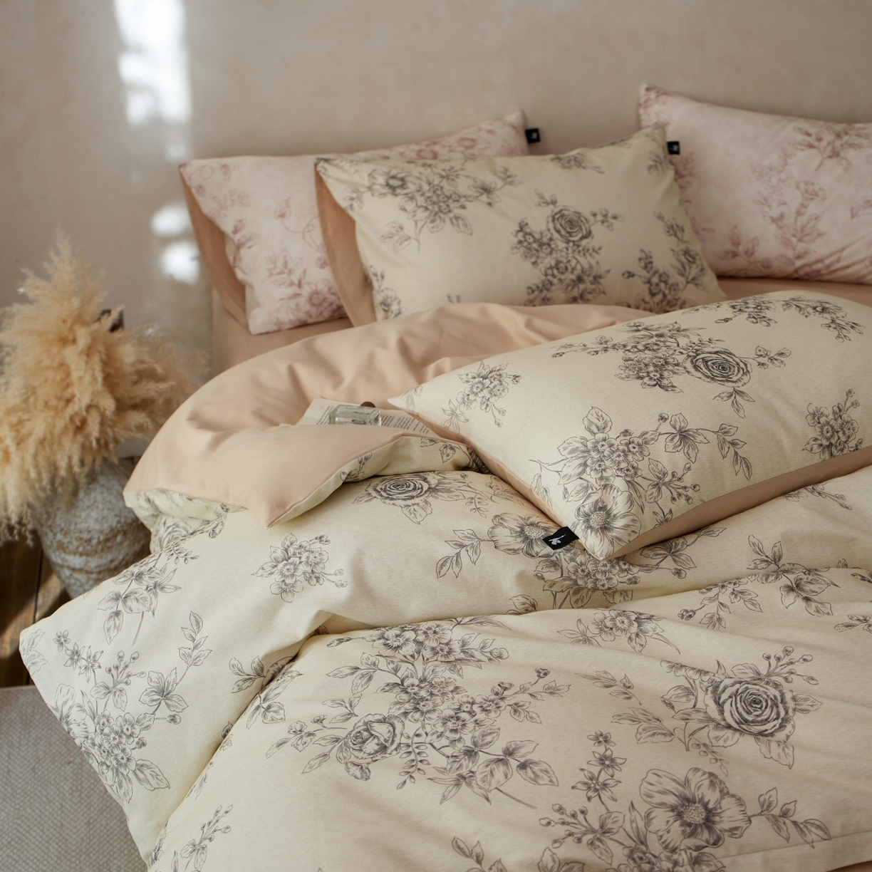 安莱生活 2025新款A类40支磨毛印花全棉四件套 秘密花园-米