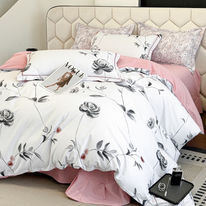 2025年新款全棉长绒棉数码印花四件套 藤曼玫瑰