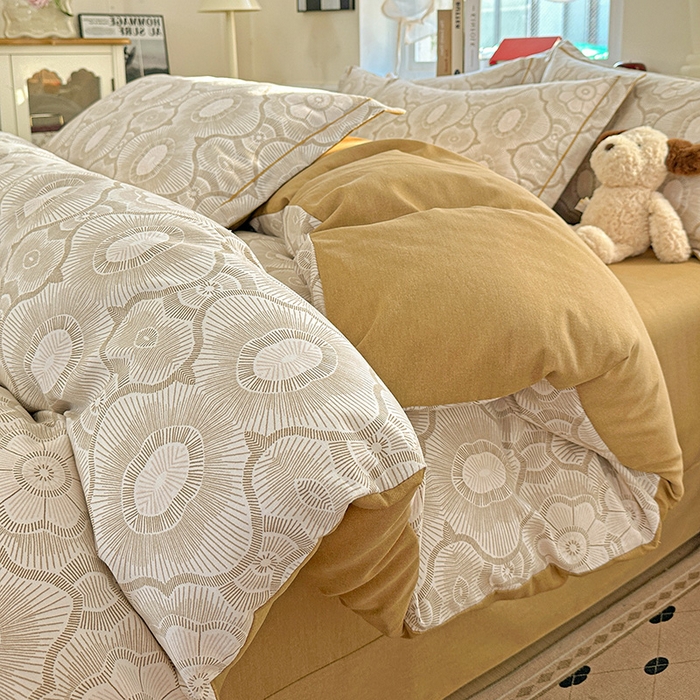 91家纺网 家纺一手货源 找家纺 （总）优选直播新款全棉磨毛喷气印花四件套加厚纯棉三件套（一字绣工艺款）学生三件套