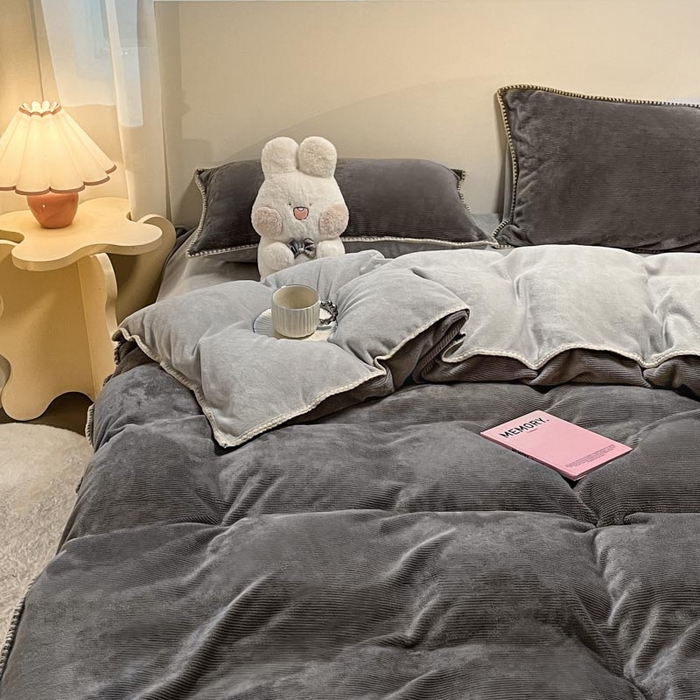 91家纺网 家纺一手货源 找家纺 （总）ab家纺 2025新款贝壳边消光牛奶绒四件套