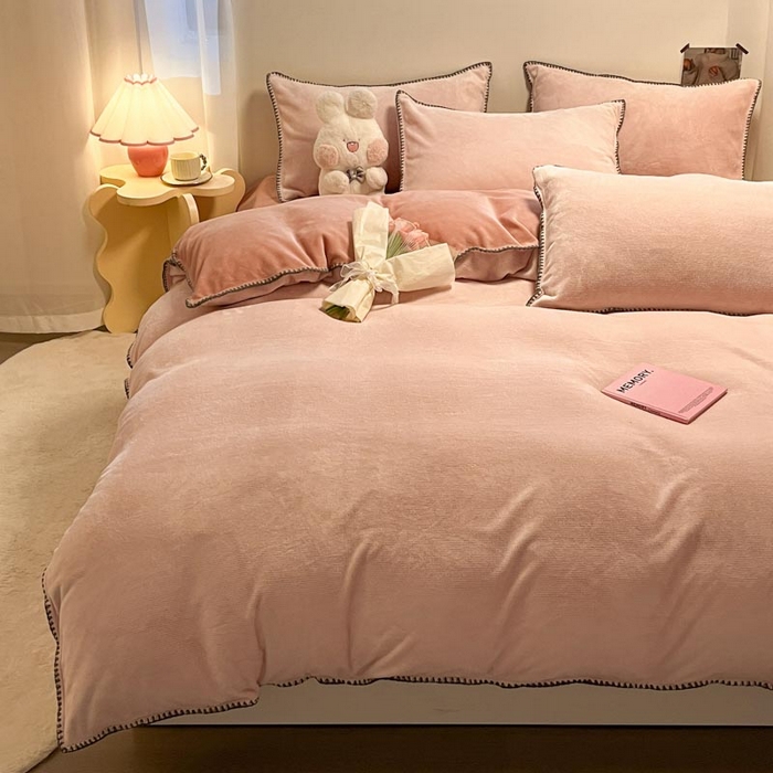 91家纺网 家纺一手货源 找家纺 （总）ab家纺 2025新款贝壳边消光牛奶绒四件套