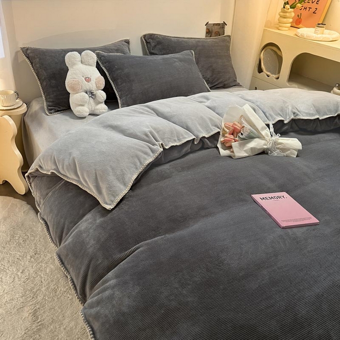 91家纺网 家纺一手货源 找家纺 （总）ab家纺 2025新款贝壳边消光牛奶绒四件套