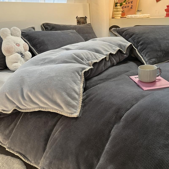 91家纺网 家纺一手货源 找家纺 （总）ab家纺 2025新款贝壳边消光牛奶绒四件套