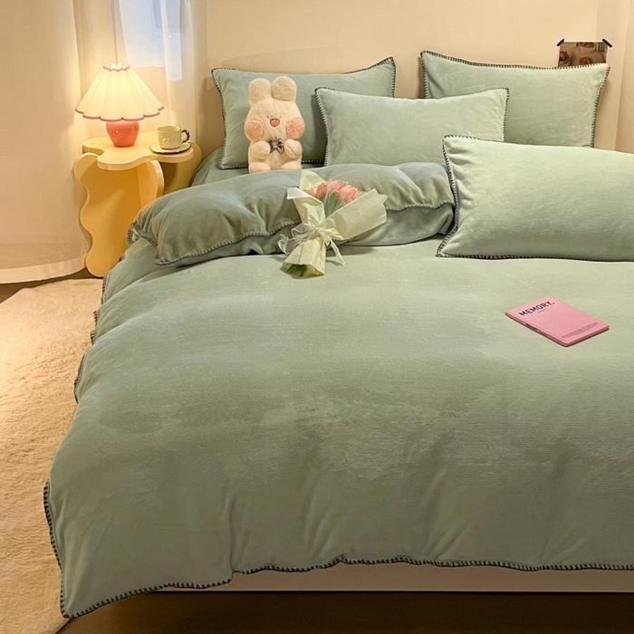 91家纺网 家纺一手货源 找家纺 （总）ab家纺 2025新款贝壳边消光牛奶绒四件套