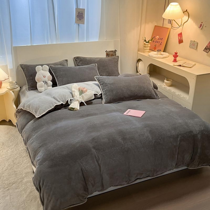 91家纺网 家纺一手货源 找家纺 （总）ab家纺 2025新款贝壳边消光牛奶绒四件套