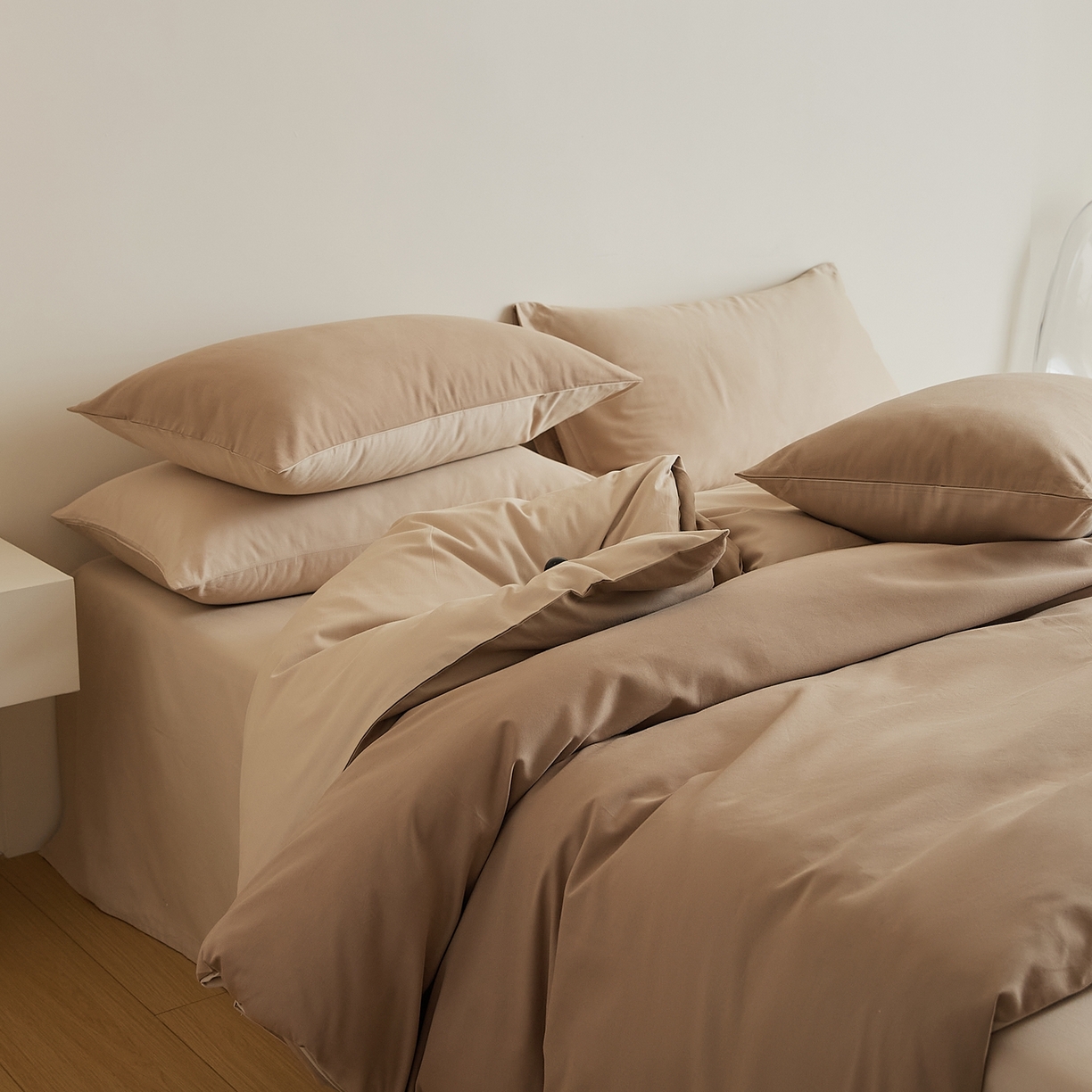 91家纺网 家纺一手货源 找家纺 禾时 2025新款A类全棉纯棉贡缎磨毛双拼色四件套 莫百草