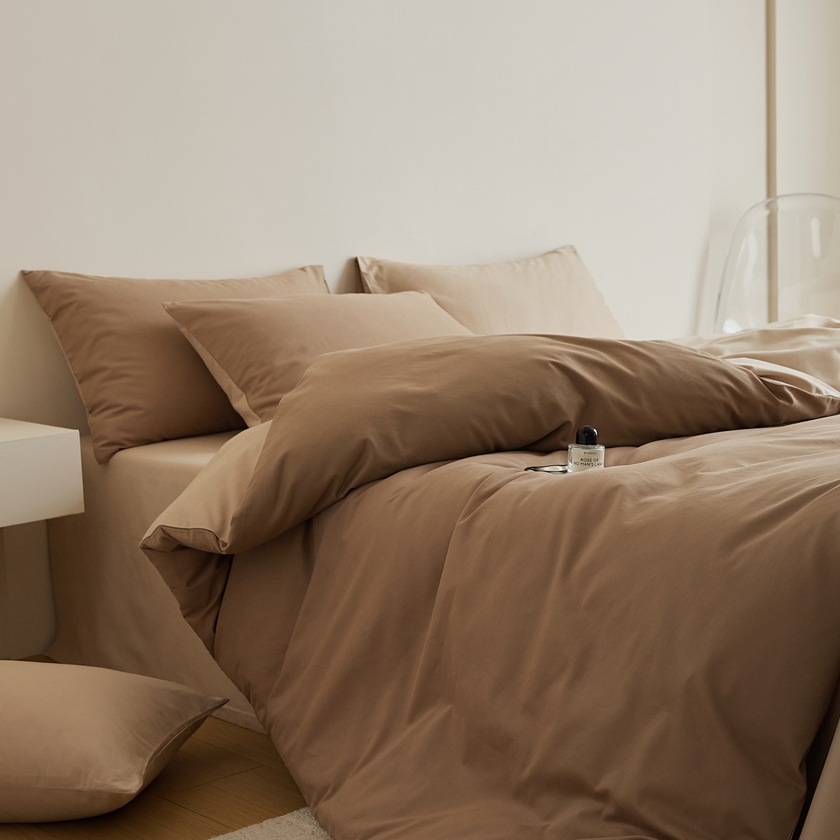 91家纺网 家纺一手货源 找家纺 禾时 2025新款A类全棉纯棉贡缎磨毛双拼色四件套 莫百草