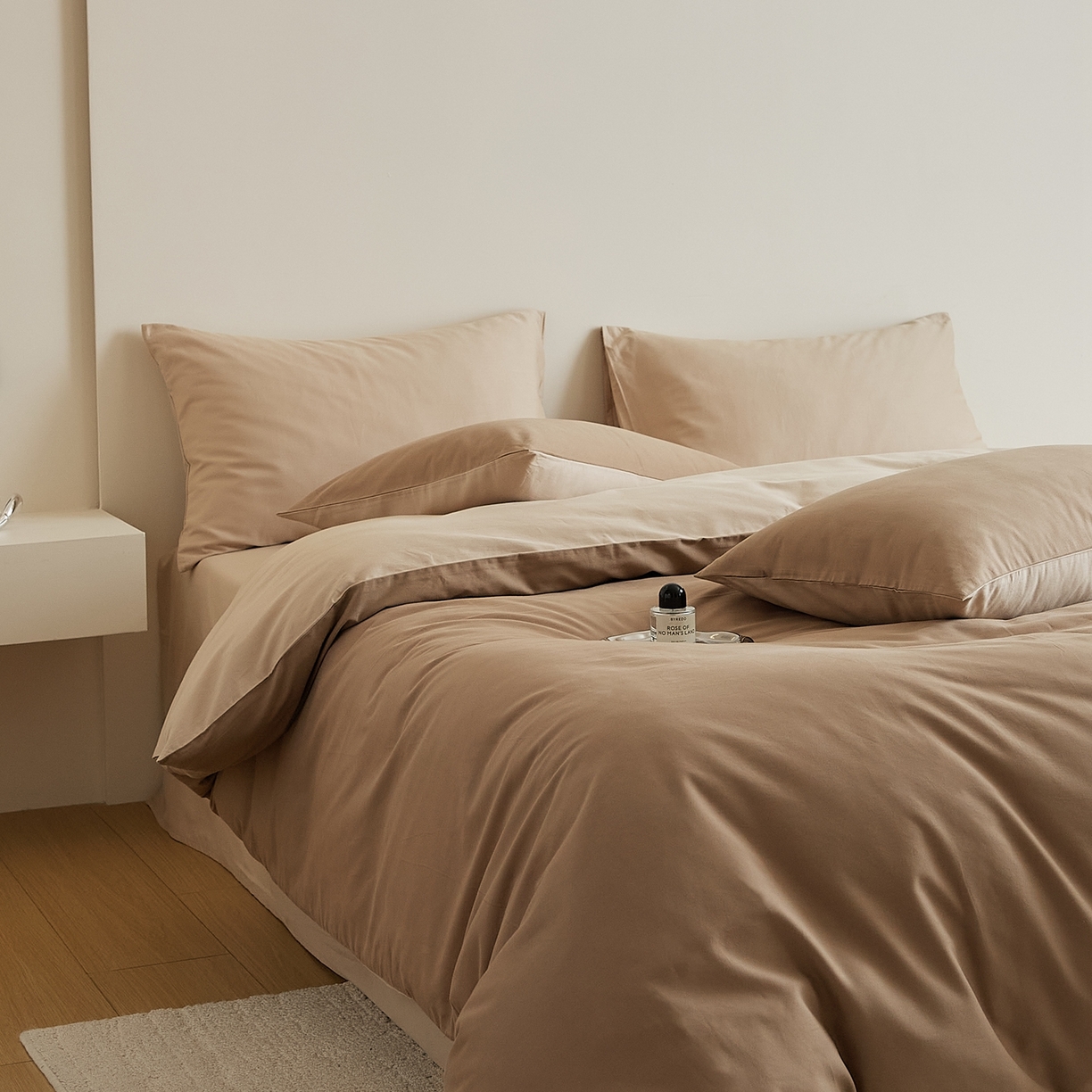 91家纺网 家纺一手货源 找家纺 禾时 2025新款A类全棉纯棉贡缎磨毛双拼色四件套 莫百草