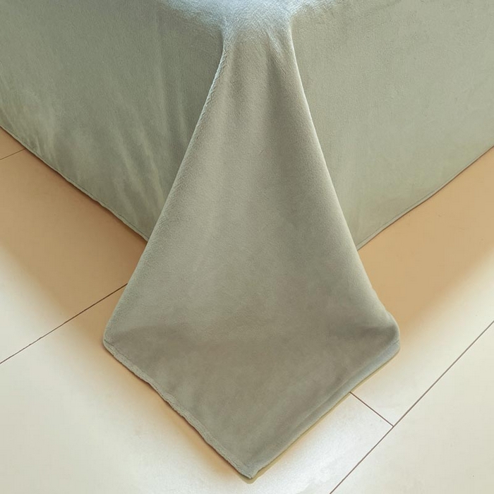 91家纺网 家纺一手货源 找家纺 ab家纺 2025新款贝壳边消光牛奶绒四件套 浅绿