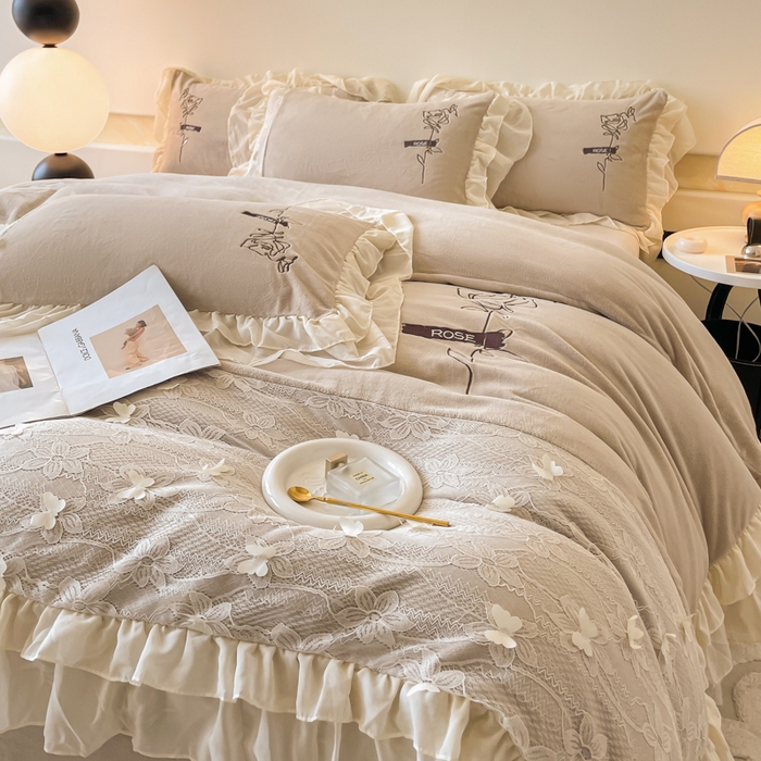 91家纺网 家纺一手货源 找家纺 （总）ab家纺 2025新款高克重牛奶绒四件套-初恋