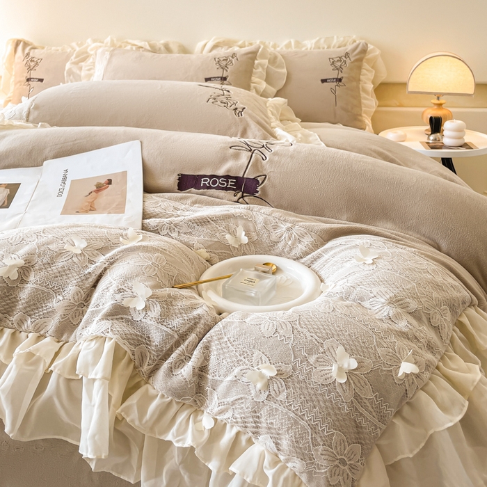 91家纺网 家纺一手货源 找家纺 ab家纺 2023新品竖条纹泡泡纱四件套 泡泡纱- 初恋粉