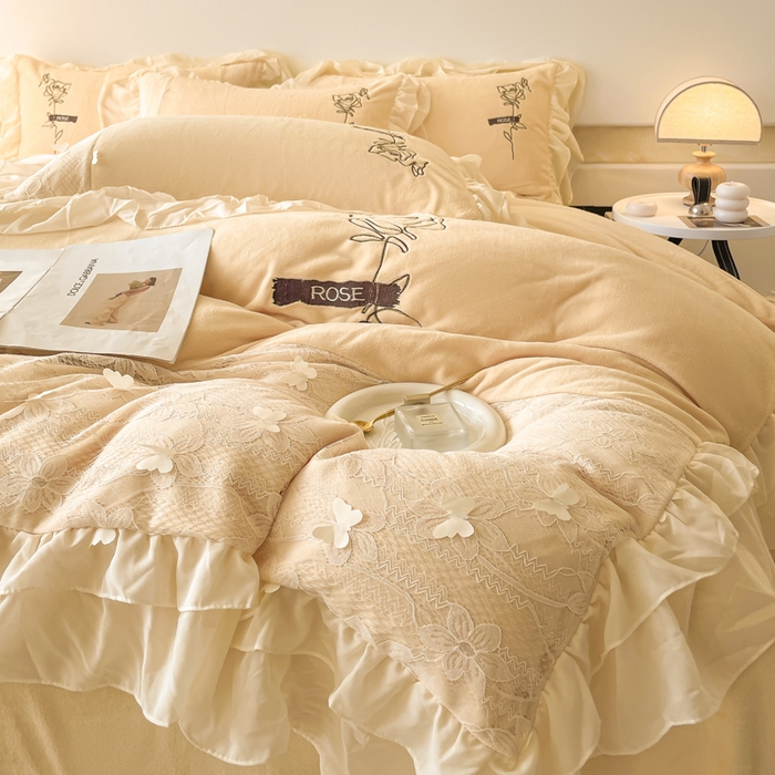 91家纺网 家纺一手货源 找家纺 （总）ab家纺 2025新款高克重牛奶绒四件套-初恋