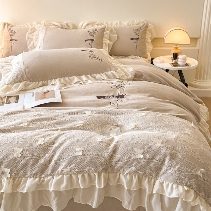 91家纺网 家纺一手货源 找家纺 （总）ab家纺 2025新款高克重牛奶绒四件套-初恋