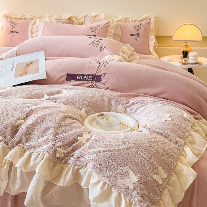 91家纺网 家纺一手货源 找家纺 （总）ab家纺 2025新款高克重牛奶绒四件套-初恋