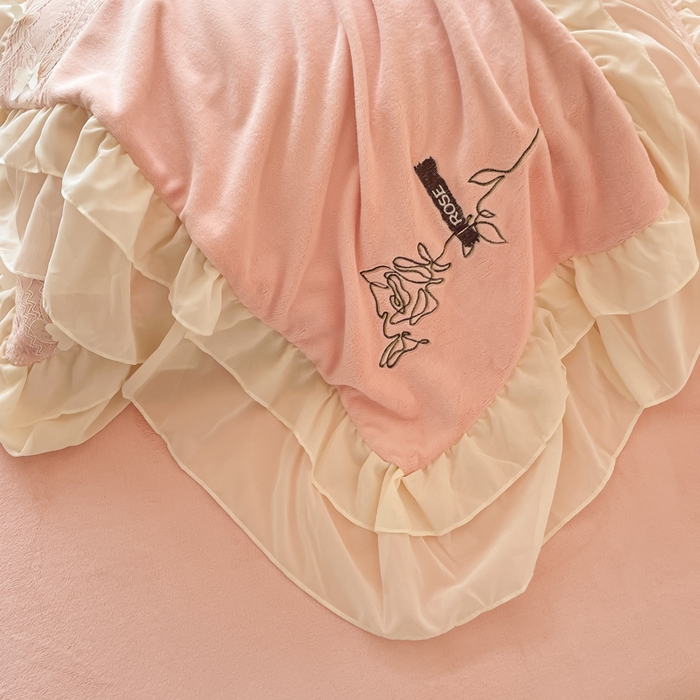 91家纺网 家纺一手货源 找家纺 ab家纺 2025新款高克重牛奶绒四件套-初恋 初恋梦幻粉