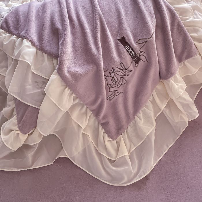 91家纺网 家纺一手货源 找家纺 ab家纺 2025新款高克重牛奶绒四件套-初恋 初恋香芋紫