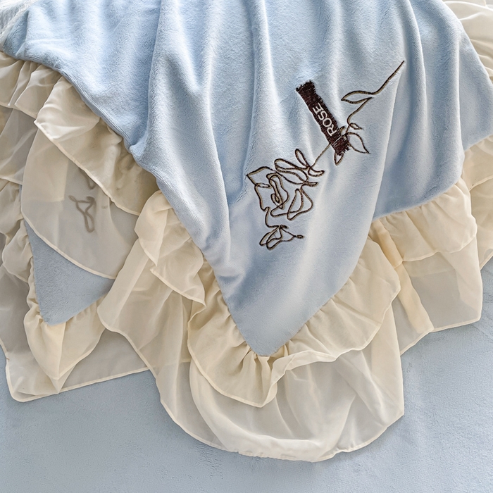 91家纺网 家纺一手货源 找家纺 ab家纺 2025新款高克重牛奶绒四件套-初恋 初恋梦幻蓝