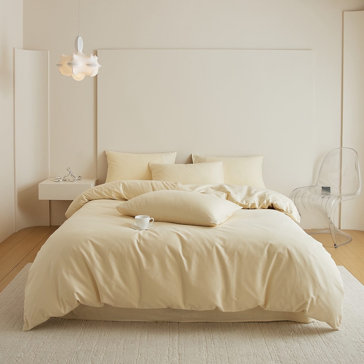 91家纺网 家纺一手货源 找家纺 禾时 2025新款A类全棉纯棉贡缎磨毛双拼色四件套 奶昔