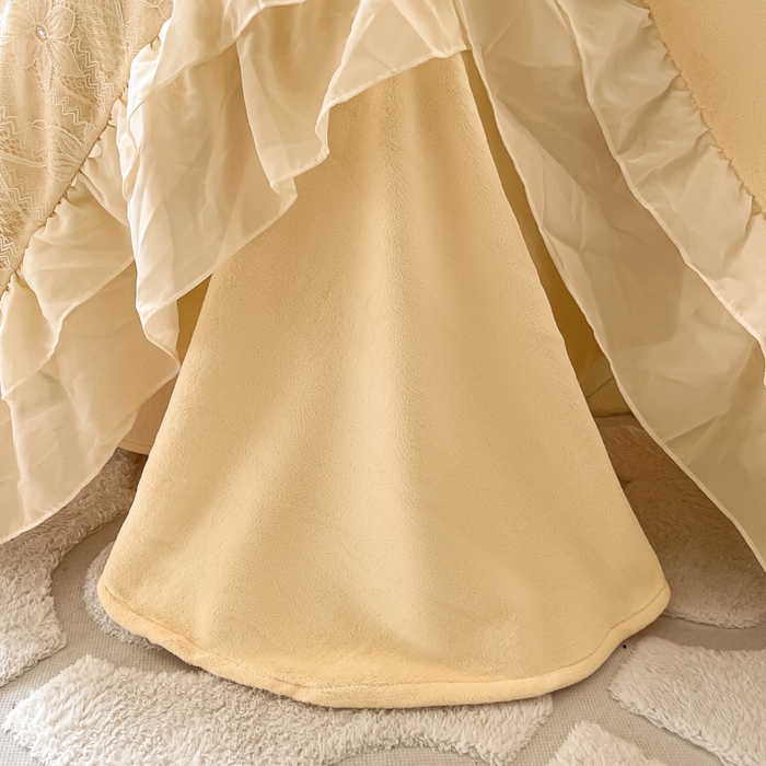 91家纺网 家纺一手货源 找家纺 ab家纺 2025新款高克重牛奶绒四件套-初恋 初恋杏黄