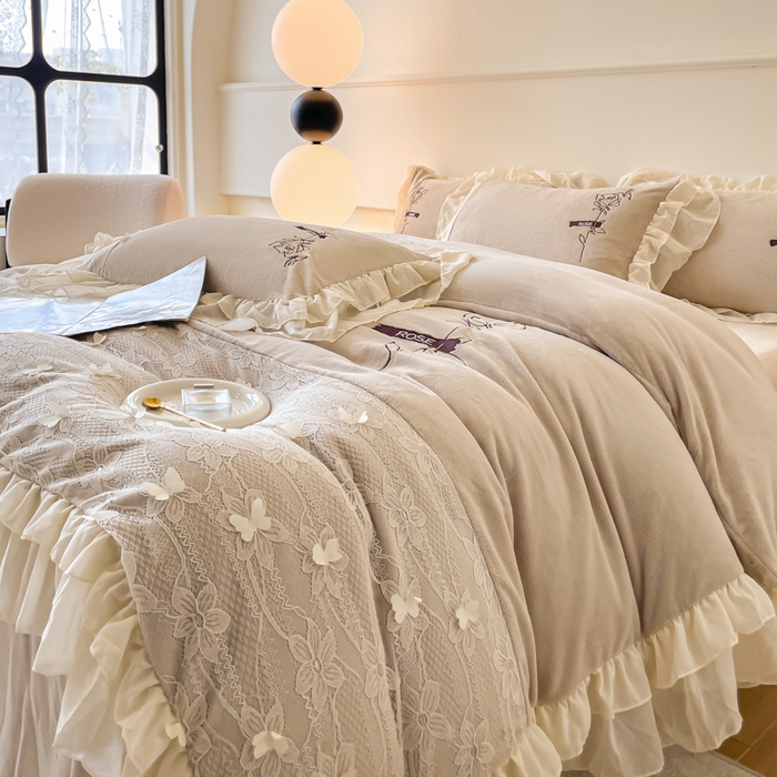 91家纺网 家纺一手货源 找家纺 ab家纺 2025新款高克重牛奶绒四件套-初恋 初恋柯蓝灰