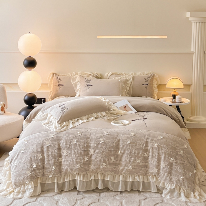 91家纺网 家纺一手货源 找家纺 ab家纺 2025新款高克重牛奶绒四件套-初恋 初恋柯蓝灰