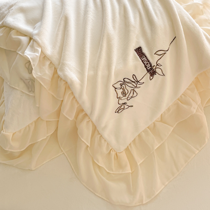 91家纺网 家纺一手货源 找家纺 ab家纺 2025新款高克重牛奶绒四件套-初恋 初恋米月白