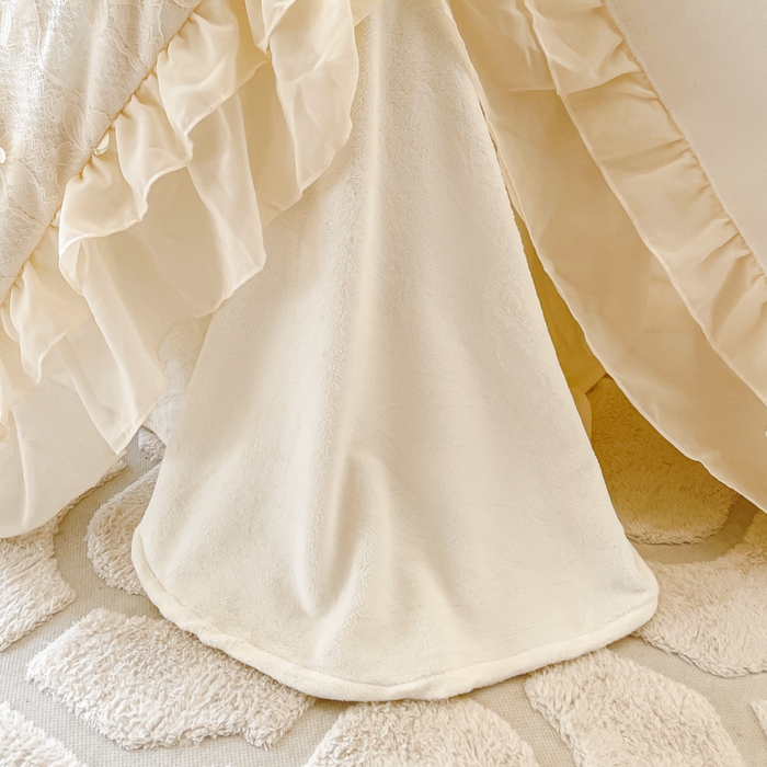 91家纺网 家纺一手货源 找家纺 ab家纺 2025新款高克重牛奶绒四件套-初恋 初恋米月白