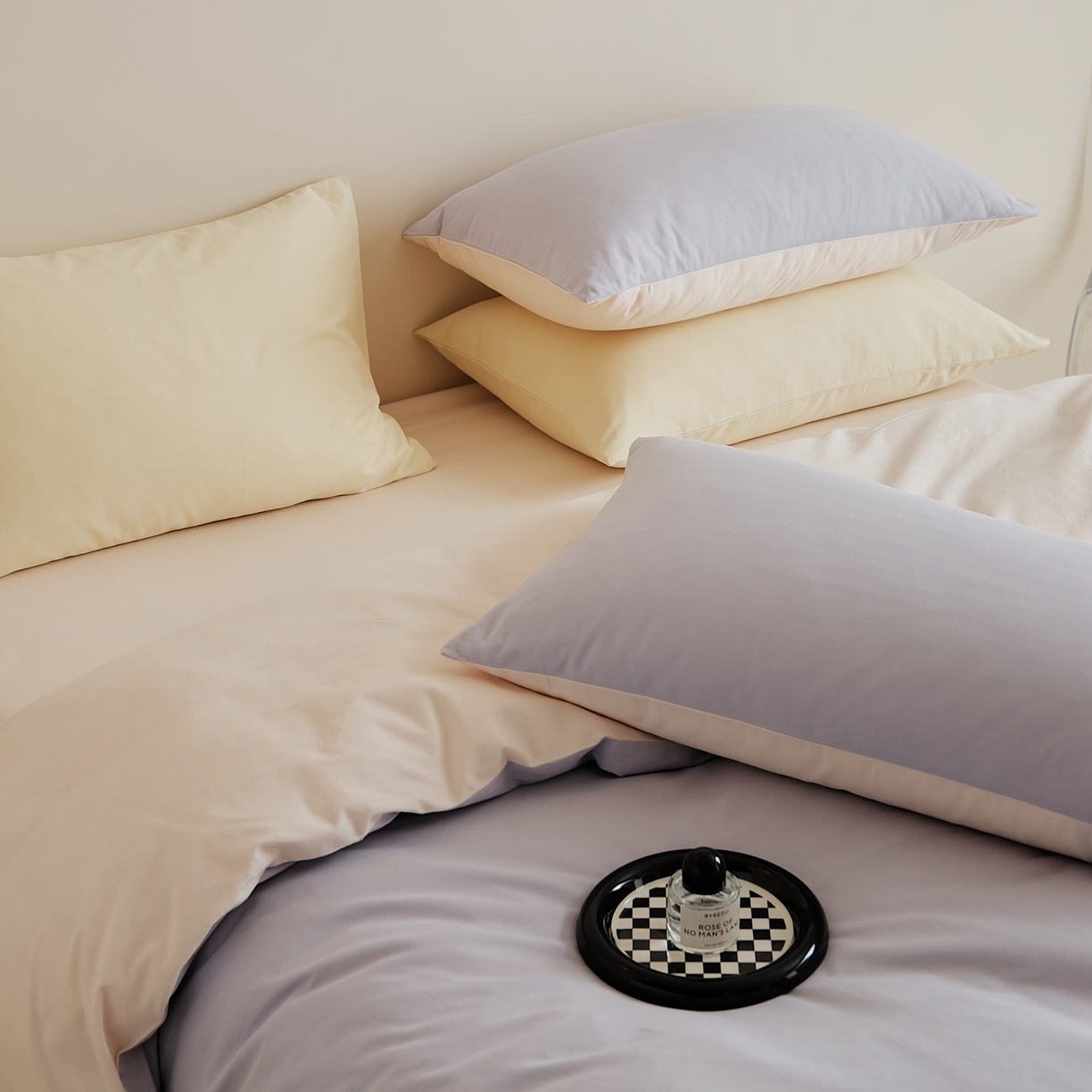 91家纺网 家纺一手货源 找家纺 禾时 2025新款A类全棉纯棉贡缎磨毛双拼色四件套 森屿