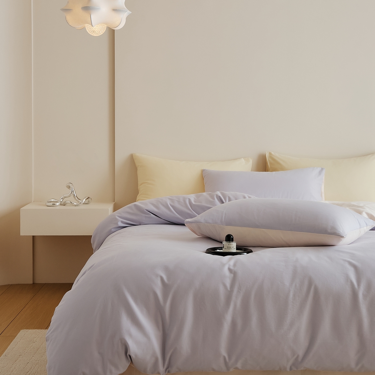 91家纺网 家纺一手货源 找家纺 禾时 2025新款A类全棉纯棉贡缎磨毛双拼色四件套 森屿