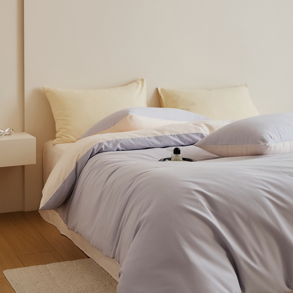 91家纺网 家纺一手货源 找家纺 禾时 2025新款A类全棉纯棉贡缎磨毛双拼色四件套 森屿