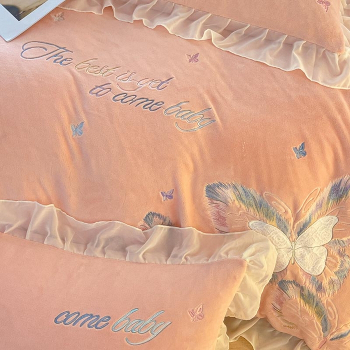 91家纺网 家纺一手货源 找家纺 ab家纺 2025新款厚实保暖牛奶绒四件套-碟鸢 碟鸢-玉色