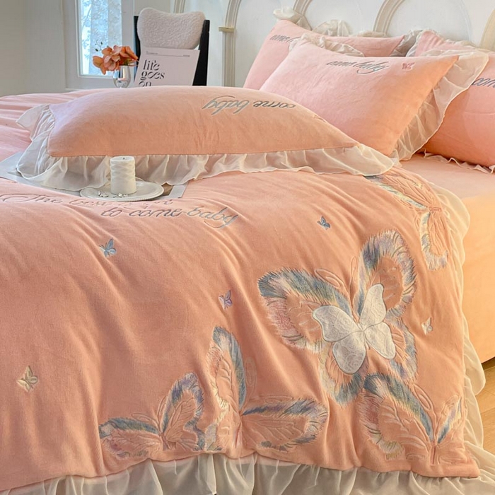 91家纺网 家纺一手货源 找家纺 ab家纺 2025新款厚实保暖牛奶绒四件套-碟鸢 碟鸢-玉色