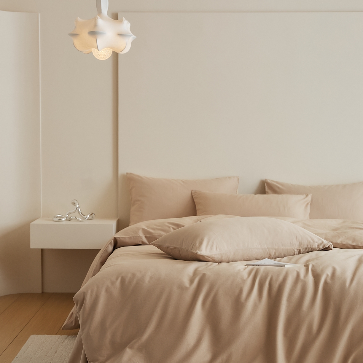 91家纺网 家纺一手货源 找家纺 禾时 2025新款A类全棉纯棉贡缎磨毛双拼色四件套 鱼肚