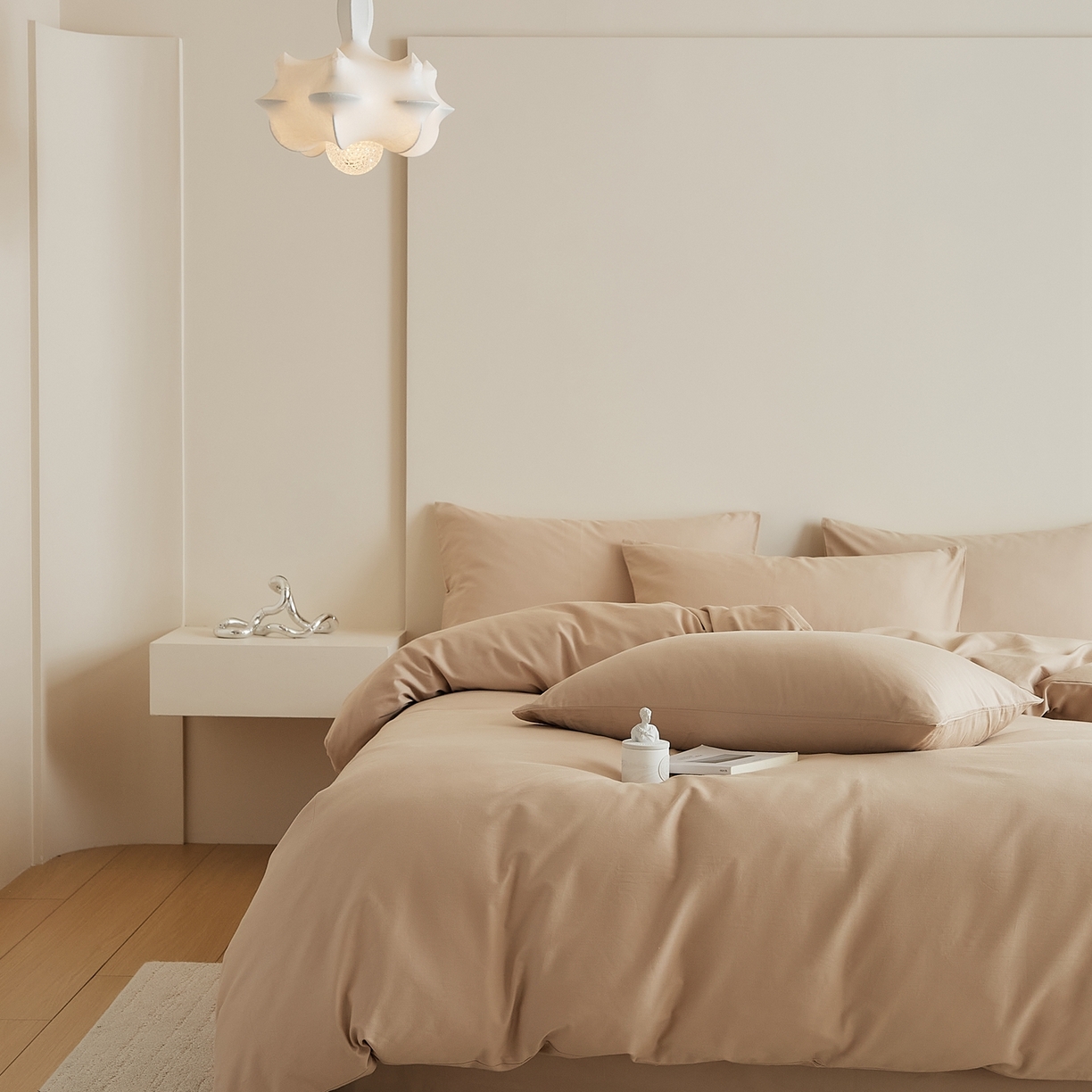 91家纺网 家纺一手货源 找家纺 禾时 2025新款A类全棉纯棉贡缎磨毛双拼色四件套 鱼肚