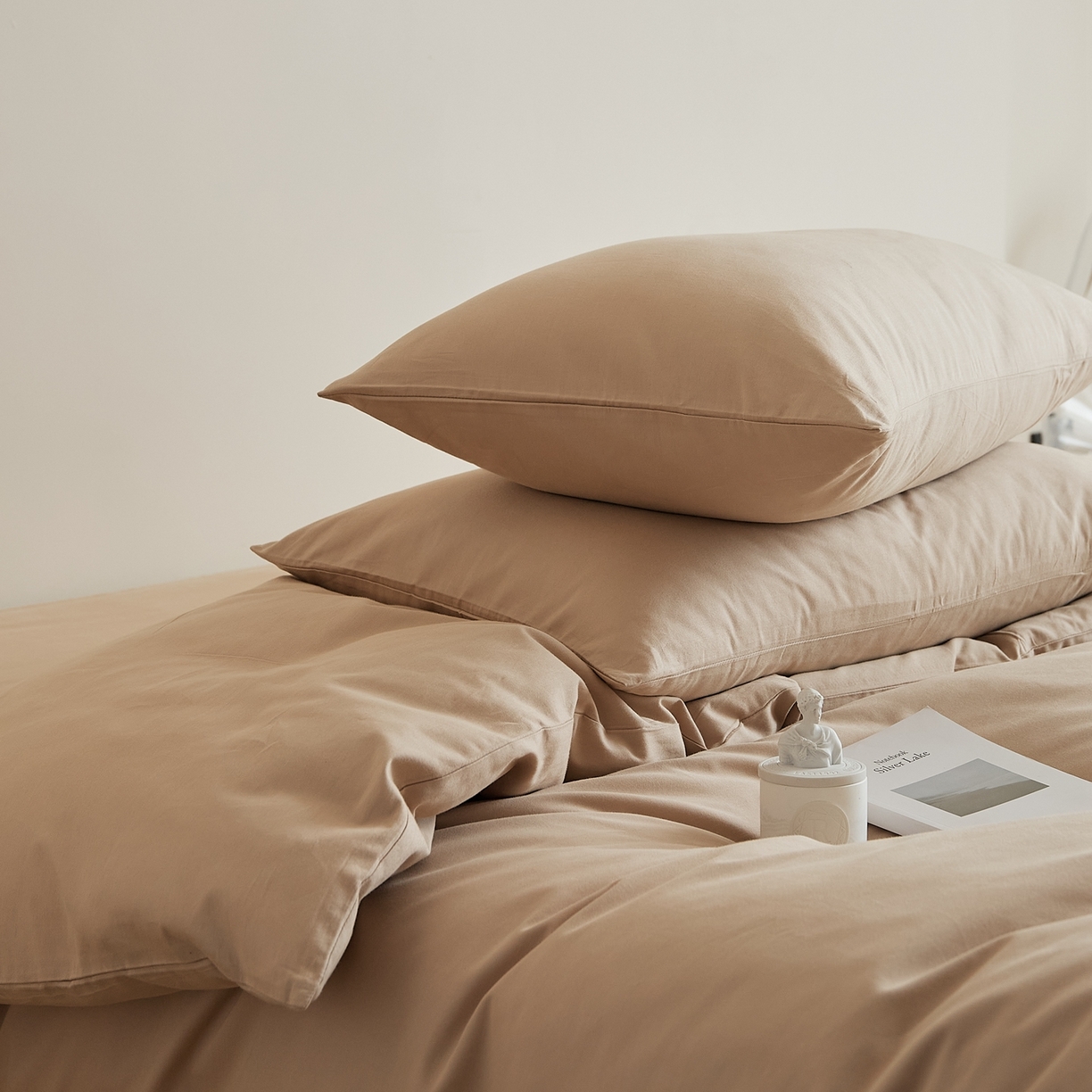 91家纺网 家纺一手货源 找家纺 禾时 2025新款A类全棉纯棉贡缎磨毛双拼色四件套 鱼肚