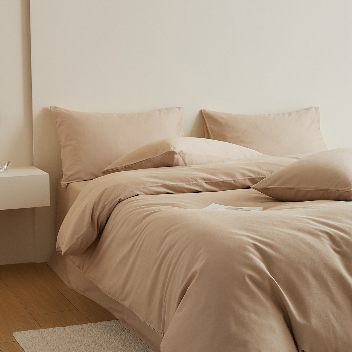 91家纺网 家纺一手货源 找家纺 禾时 2025新款A类全棉纯棉贡缎磨毛双拼色四件套 鱼肚