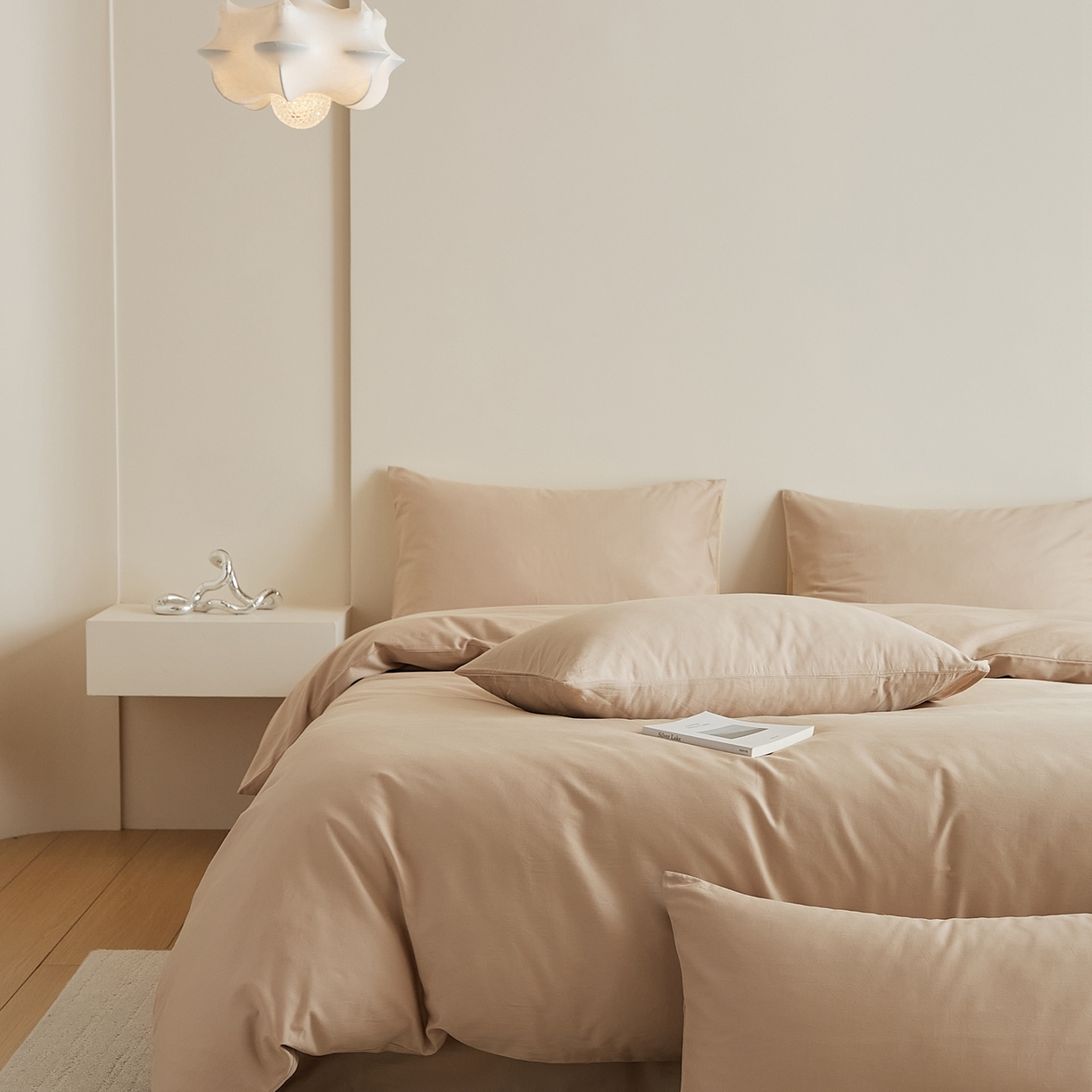 91家纺网 家纺一手货源 找家纺 禾时 2025新款A类全棉纯棉贡缎磨毛双拼色四件套 鱼肚