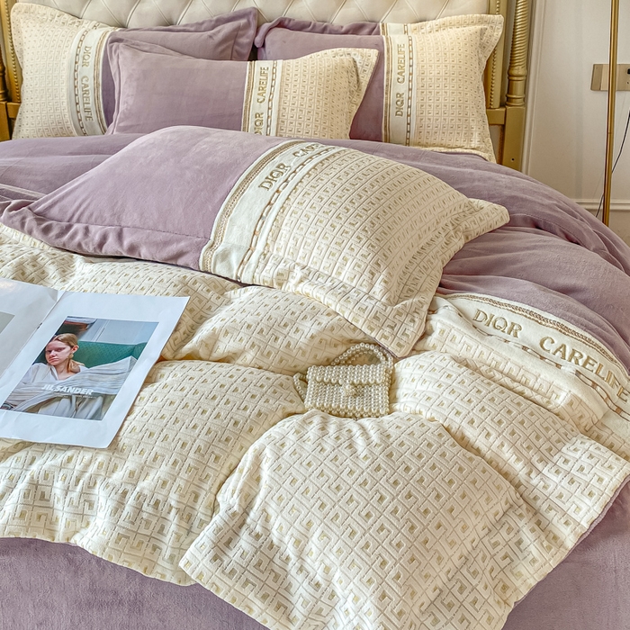 91家纺网 家纺一手货源 找家纺 ab家纺 2025新款邂逅高克重牛奶绒四件套 邂逅香芋紫