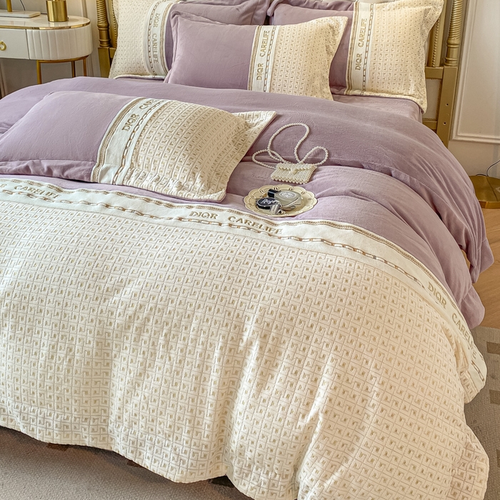 91家纺网 家纺一手货源 找家纺 ab家纺 2025新款邂逅高克重牛奶绒四件套 邂逅香芋紫