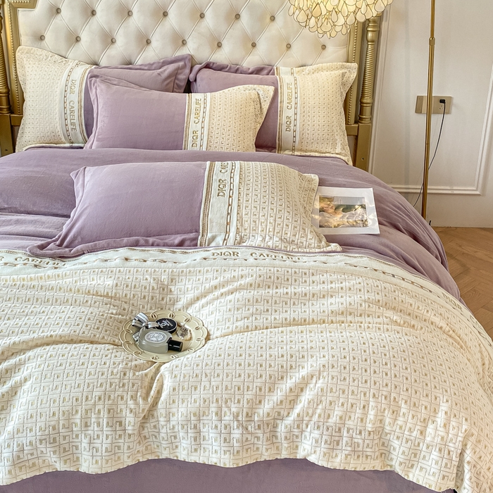 91家纺网 家纺一手货源 找家纺 ab家纺 2025新款邂逅高克重牛奶绒四件套 邂逅香芋紫